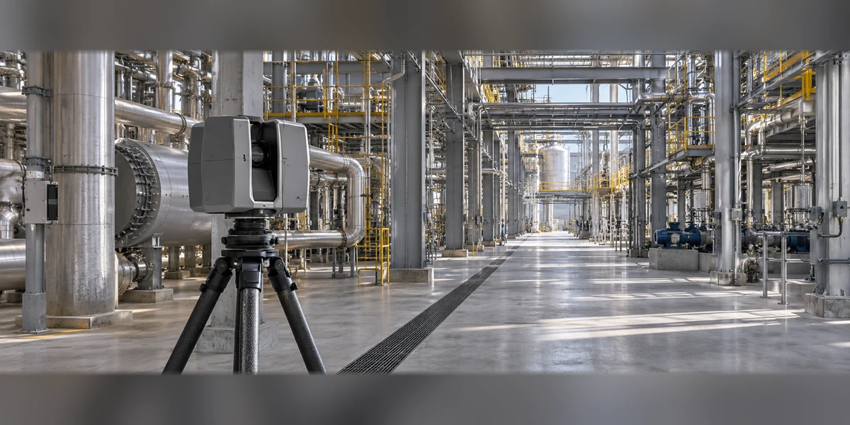 Escáner láser en instalación industrial